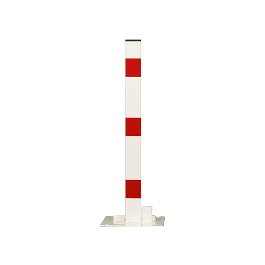 Bielo-červený oceľový parkovací stĺpik (hranatý profil) - výška 60 cm