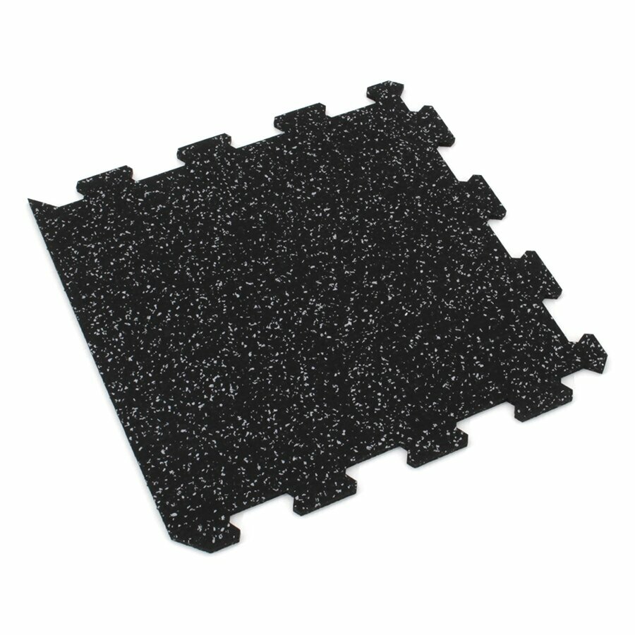 Čierno-sivá gumová modulová puzzle dlažba (okraj) FLOMA FitFlo SF1050 - dĺžka 47,8 cm, šírka 47,8 cm, výška 0,8 cm