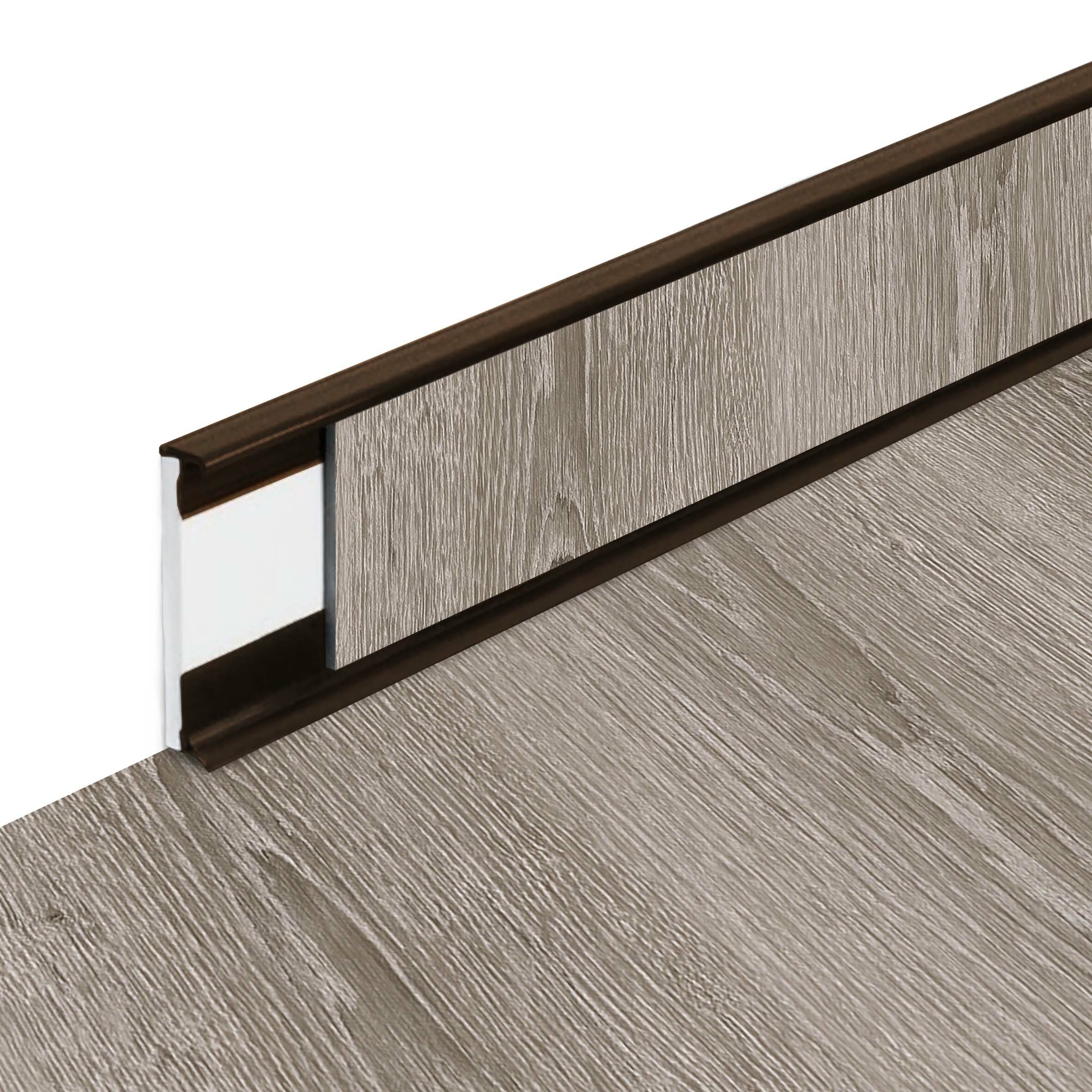 PVC vinylová soklová podlahová lišta Fortelock Business Scandinavian Oak W002 Brown - dĺžka 200 cm, výška 5,8 cm, hrúbka 1,2 cm