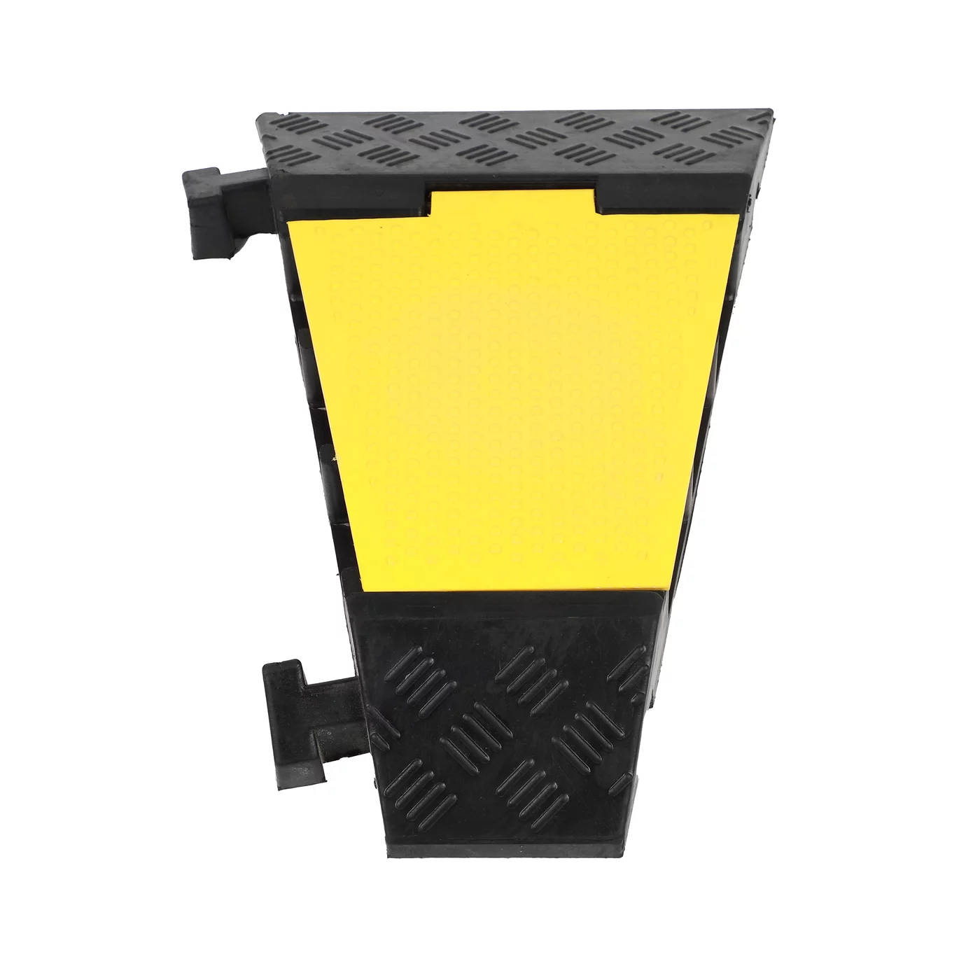 Eckbrücke aus Gummi 3x55x65 mit Deckel "Linkskurve" FLOMA - Länge 30 cm, Breite 50 cm, Höhe 7 cm - Schwarz-Gelb