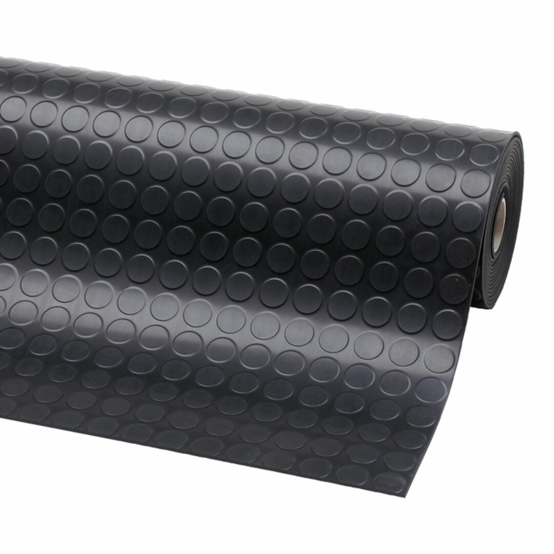 Černá gumová protiskluzová rohož (metráž) FLOMA - délka 1 cm, šířka 120 cm a výška 0,4 cm