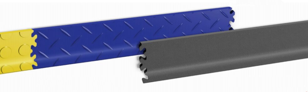 Modrá PVC vinylová soklová podlahová lišta Fortelock Industry - délka 51 cm, šířka 10 cm a tloušťka 0,7 cm
