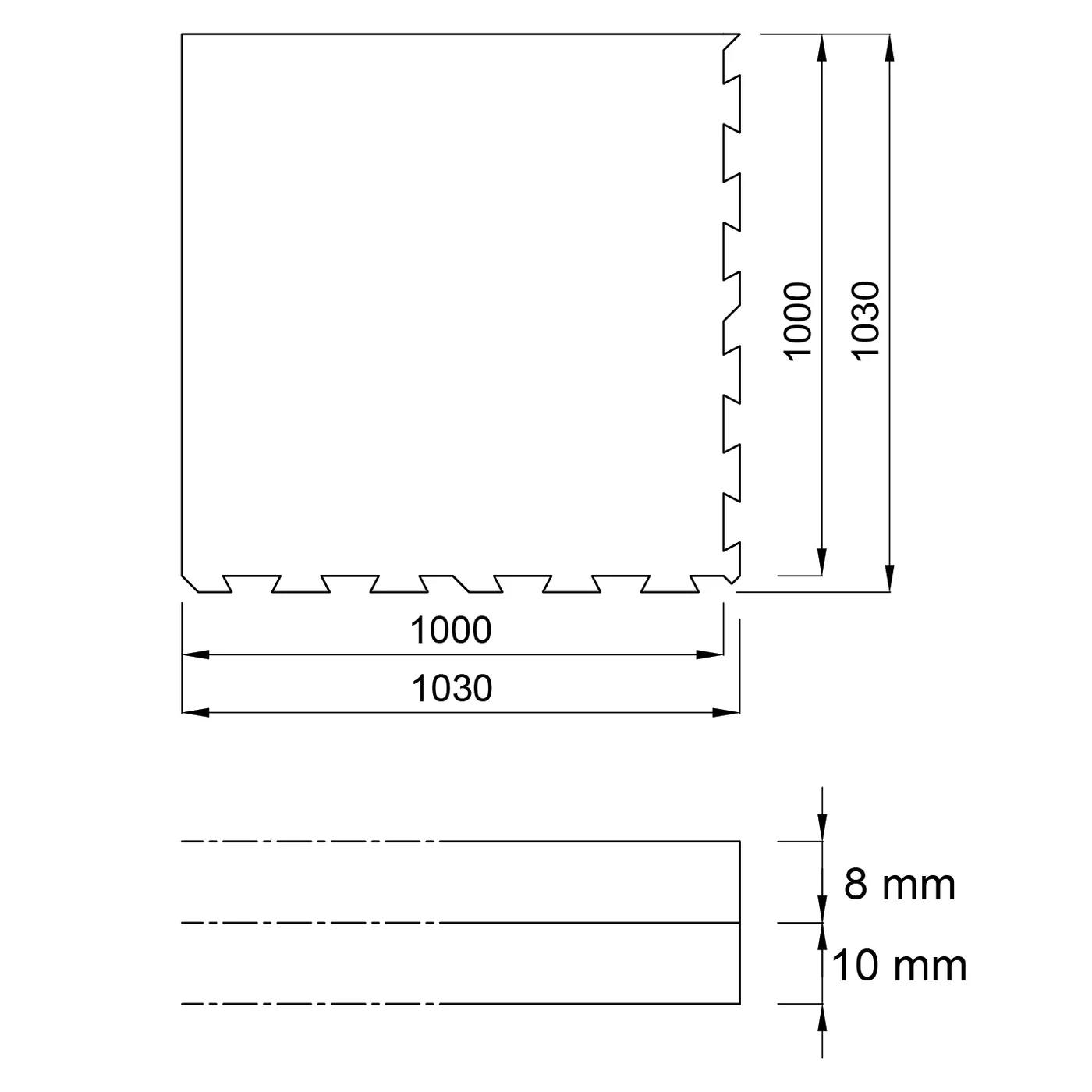 Podłoga modułowa gumowa czarno-biała (puzzle - narożnik) FLOMA Sandwich - długość 100 cm, szerokość 100 cm, wysokość 1,8 cm