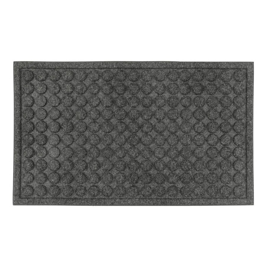 Šedá textilní gumová vstupní rohož FLOMA Rounds - délka 50 cm, šířka 80 cm, výška 1,1 cm