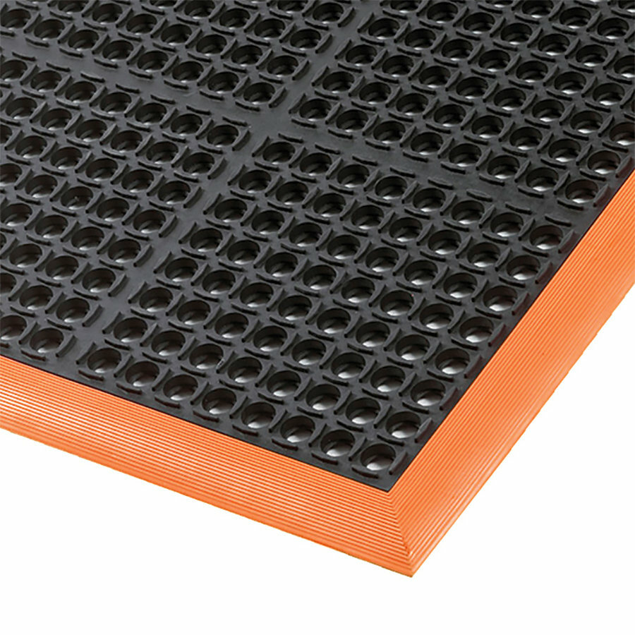 Černo-oranžová extra odolná olejivzdorná rohož Safety Stance 100% nitrilová pryž - délka 1 cm, šířka 1 cm, výška 2,2 cm