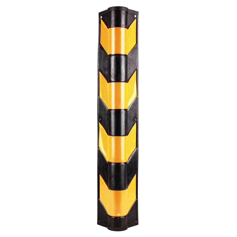 Černo-žlutý gumový reflexní ochranný pás (roh) (zaoblený profil) - délka 80 cm, šířka 10 cm a tloušťka 1 cm
