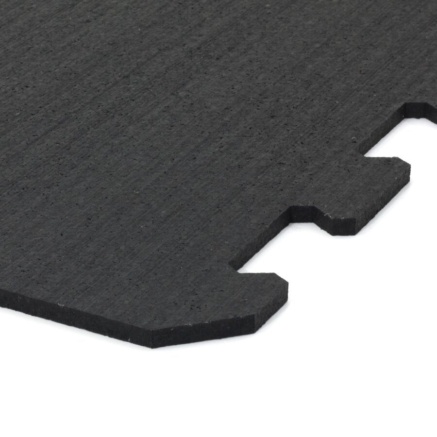 Čierna gumová modulová puzzle dlažba (roh) FLOMA FitFlo SF1050 - dĺžka 47,8 cm, šírka 47,8 cm a výška 0,8 cm