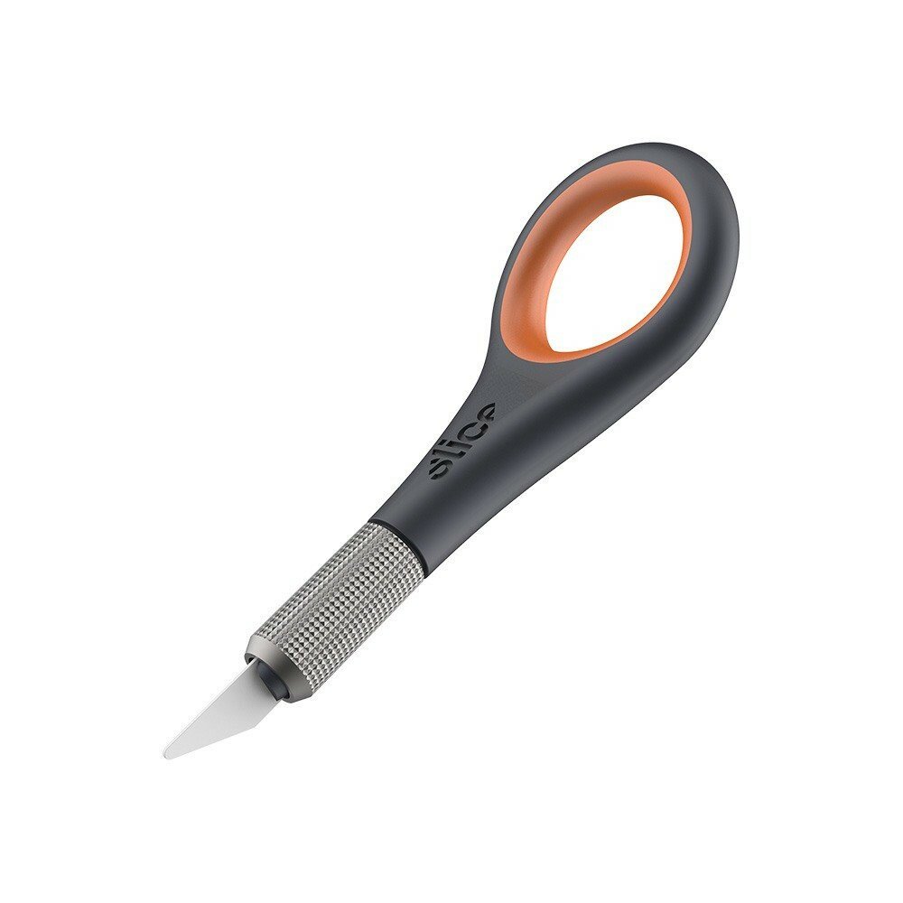 Čierno-oranžový kovový presný nôž SLICE - dĺžka 10,9 cm, šírka 3,8 cm, výška 1,9 cm