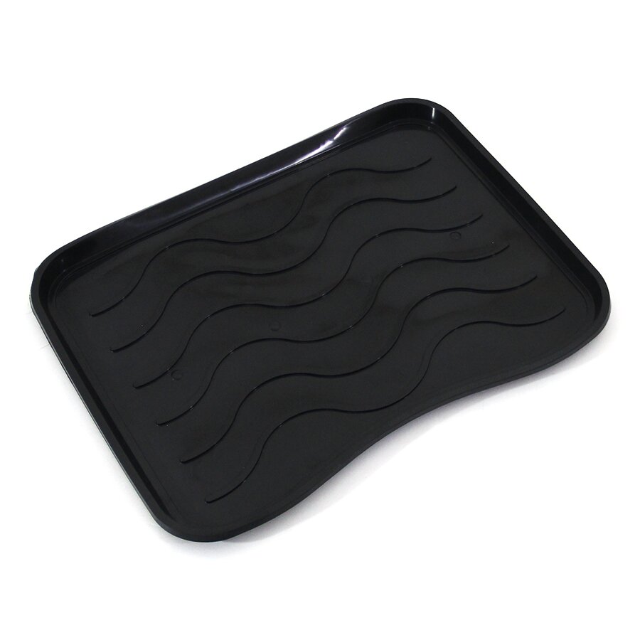 Čierny plastový odkvapkávač na topánky FLOMA Waves - dĺžka 38 cm a šírka 50 cm
