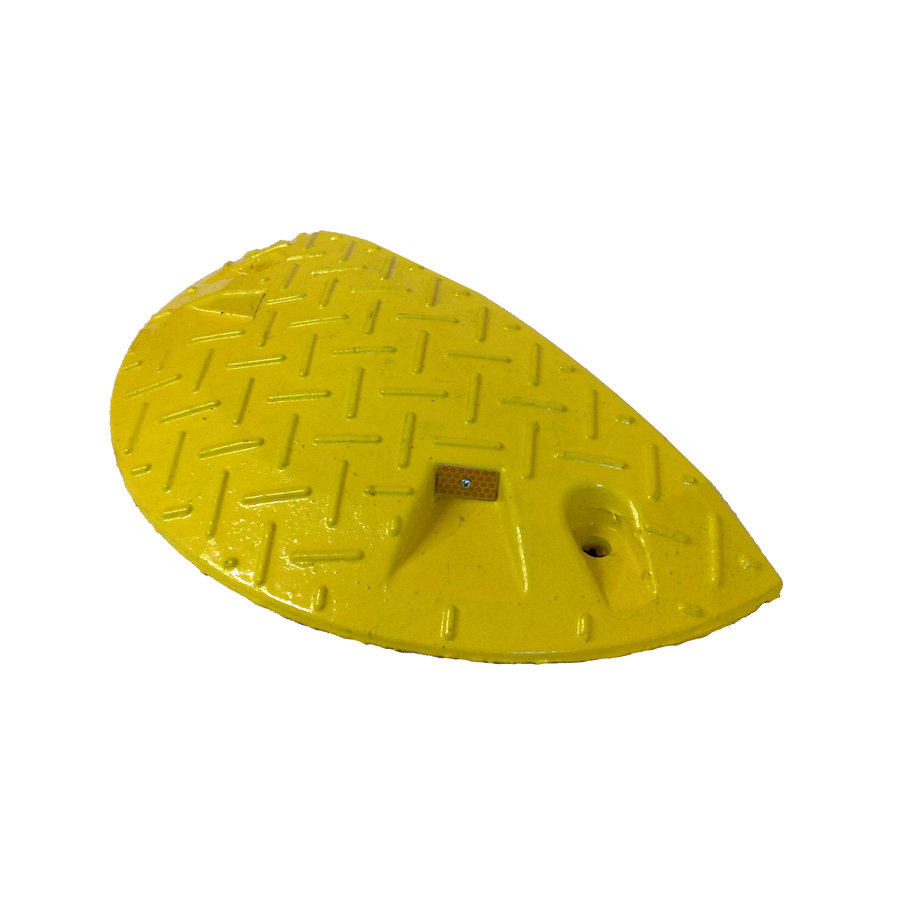 Žltý plastový koncový spomaľovací prah - 10 km/hod - dĺžka 21,5 cm, šírka 43 cm a výška 6 cm