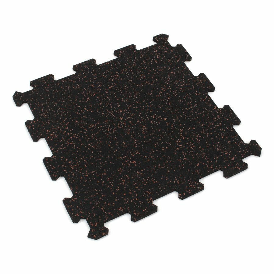 Čierno-červená gumová modulová puzzle dlažba (stred) FLOMA FitFlo SF1050 - dĺžka 47,8 cm, šírka 47,8 cm, výška 0,8 cm