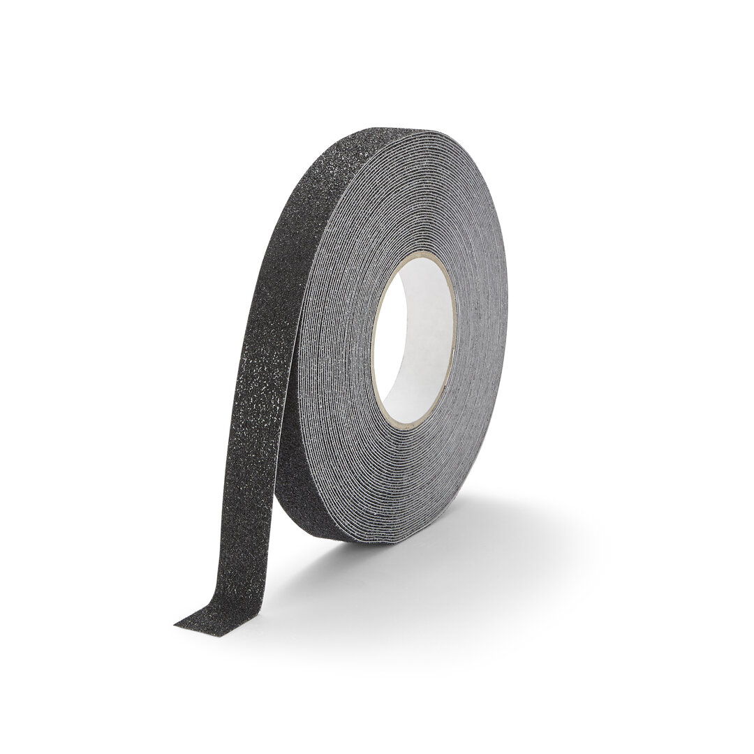 Čierna korundová chemicky odolná protišmyková páska FLOMA Super Chemical Resistant - dĺžka 18,3 m, šírka 2,5 cm, hrúbka 1 mm