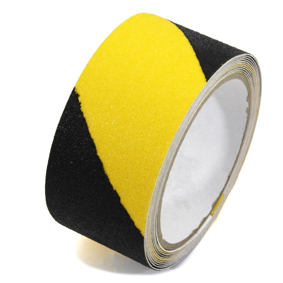 Čierno-žltá korundová protišmyková páska FLOMA Standard Hazard - dĺžka 3 m, šírka 5 cm, hrúbka 0,7 mm