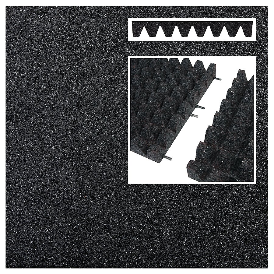 Černá gumová dopadová dlaždice FLOMA V75/R50 - délka 50 cm, šířka 50 cm, výška 7,5 cm