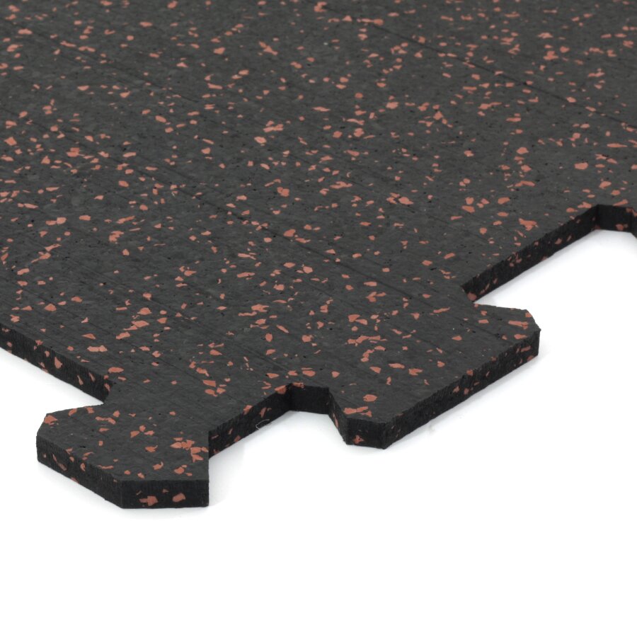 Čierno-červená gumová modulová puzzle dlažba (roh) FLOMA FitFlo SF1050 - dĺžka 47,8 cm, šírka 47,8 cm a výška 0,8 cm