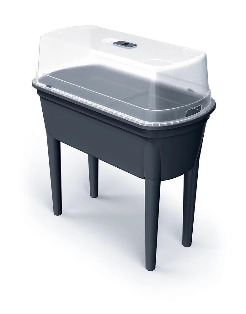 Gartiges Anzuchtschale aus Kunststoff - Länge 77,5 cm, Breite 37,8 cm, Höhe 82 cm - graues