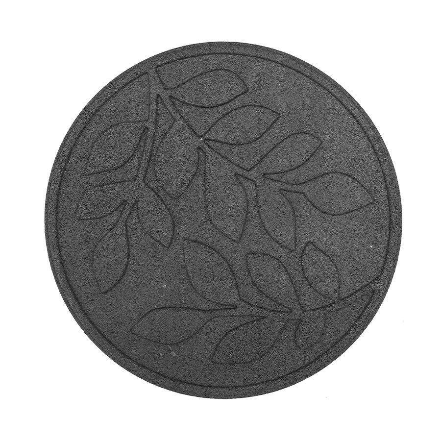 Sivý gumový záhradný nášľap FLOMA Leaves - dĺžka 45 cm, šírka 45 cm a výška 1,9 cm