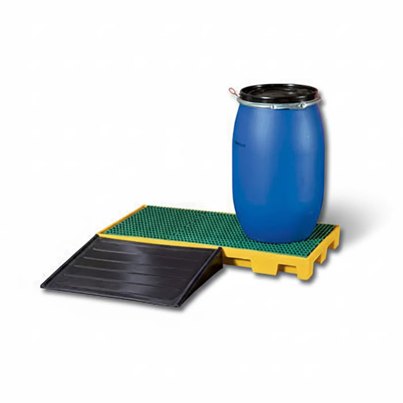 Auffangbecken aus Kunststoff mit Rostgitter und Auffahrrampe - Volumen 60 l - Länge 124,5 cm, Breite 62,5 cm, Höhe 11,5 cm