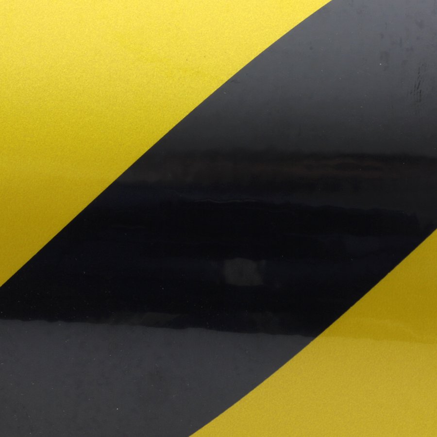 Černo-žlutá levá reflexní výstražná páska - délka 45 m a šířka 5 cm