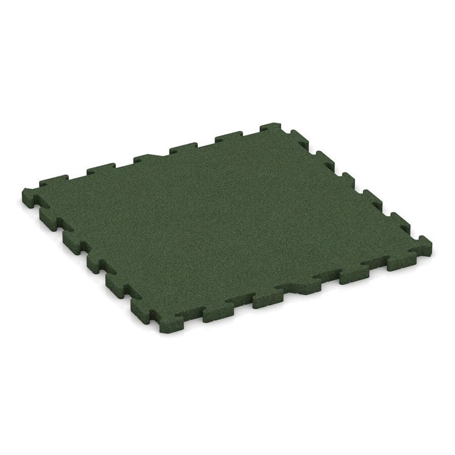 Zelená gumová dopadová puzzle dlaždice FLOMA - délka 95,6 cm, šířka 95,6 cm, výška 3 cm