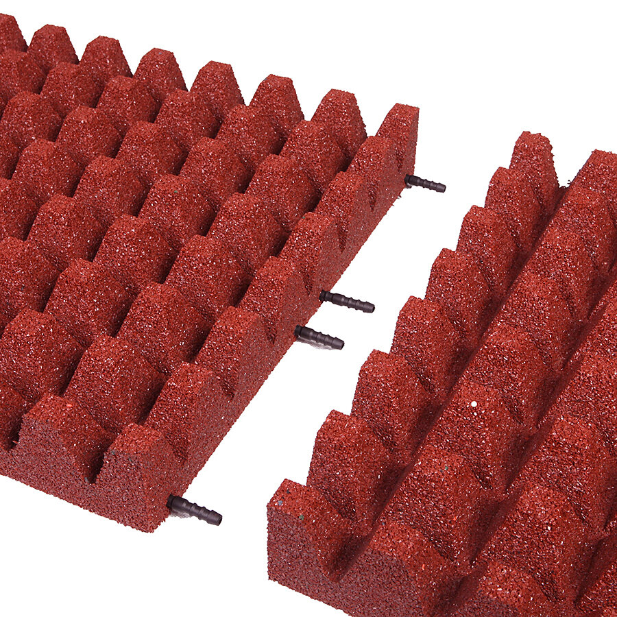 Červená gumová dopadová certifikovaná dlaždice FLOMA V80/R50 - délka 50 cm, šířka 50 cm, výška 8 cm