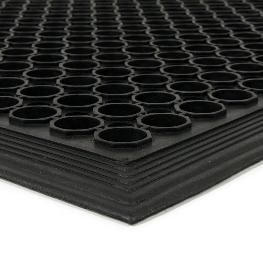 Černá gumová protiúnavová protiskluzová olejivzdorná rohož (75% nitrilová pryž) FLOMA Workmate - délka 60 cm, šířka 90 cm a výška 1,4 cm