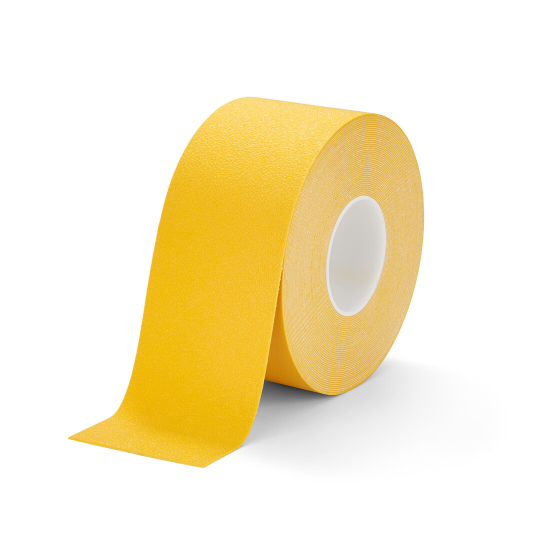 Žlutá plastová voděodolná protiskluzová páska FLOMA Super Resilient - délka 18,3 m, šířka 10 cm, tloušťka 1,3 mm